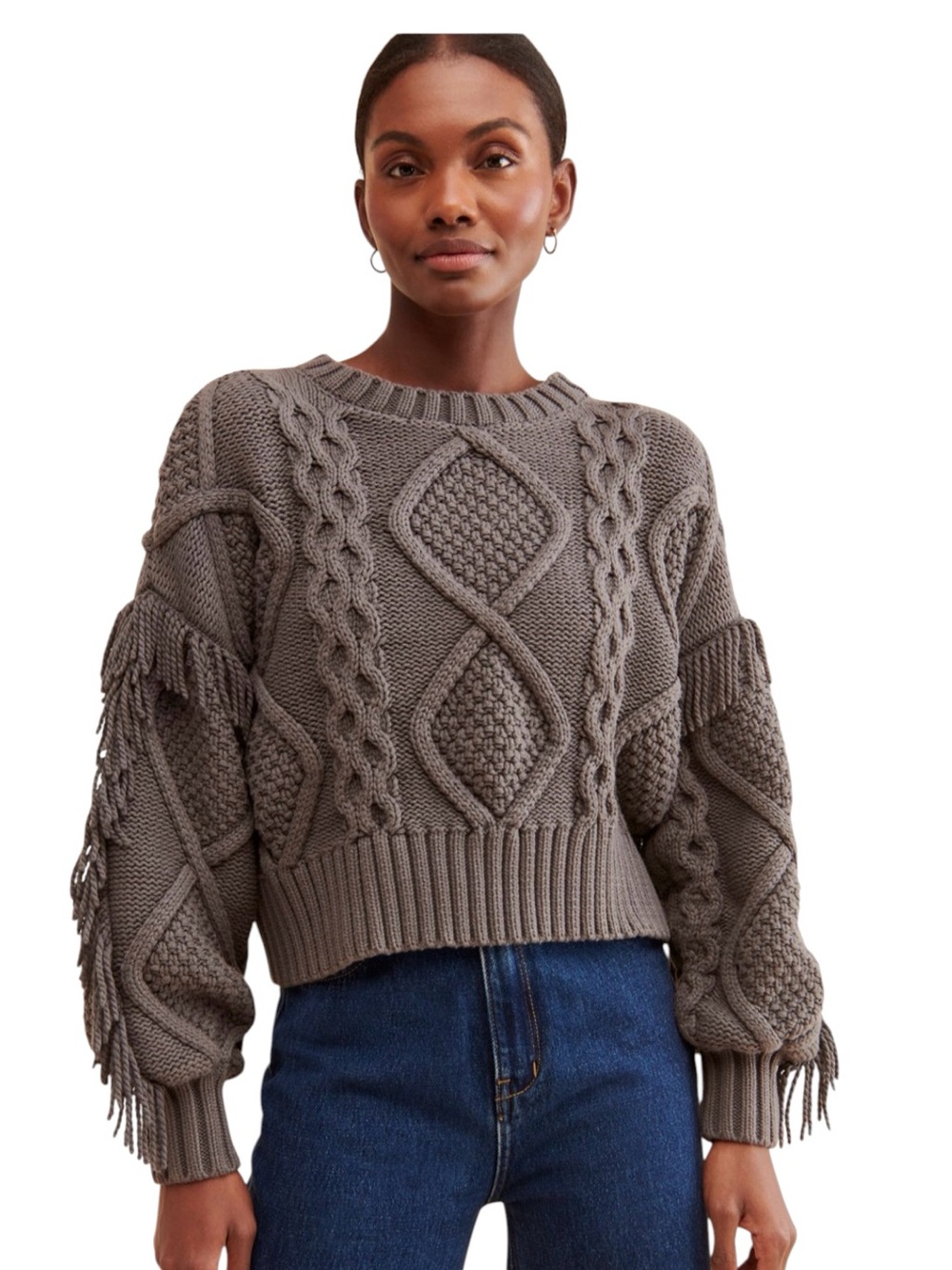 Line & Dot Charcoal Gray Jasper cable knit sweater Size XS - New with tags